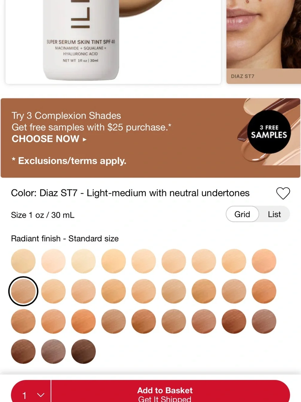 Brand new ILIA super serum skin tint SPF 40 with broad spectrum SPF 40 sunscreen